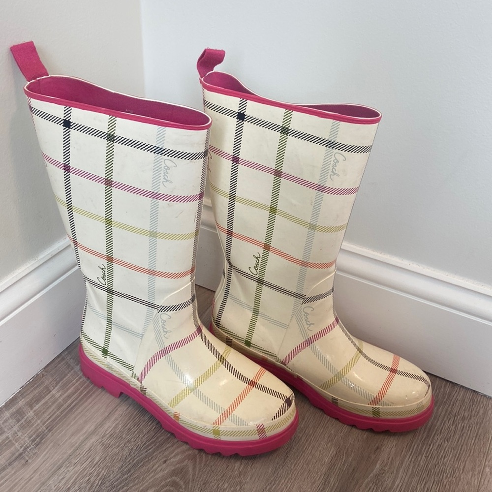 Paisley Plaid Coach Rain Boots